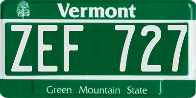 VT license plate ZEF727