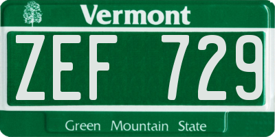 VT license plate ZEF729