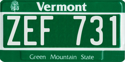 VT license plate ZEF731