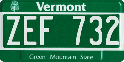 VT license plate ZEF732