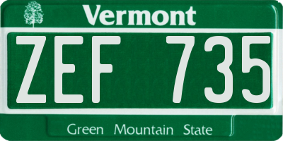 VT license plate ZEF735