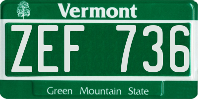 VT license plate ZEF736