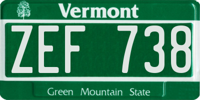 VT license plate ZEF738