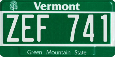 VT license plate ZEF741