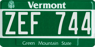 VT license plate ZEF744