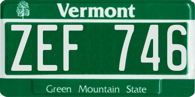 VT license plate ZEF746