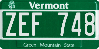 VT license plate ZEF748