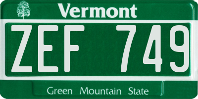 VT license plate ZEF749