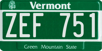 VT license plate ZEF751