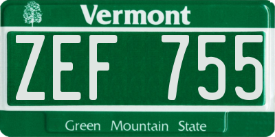 VT license plate ZEF755