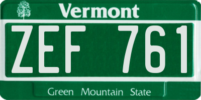 VT license plate ZEF761