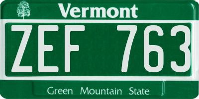 VT license plate ZEF763