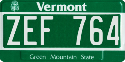 VT license plate ZEF764