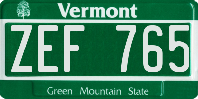 VT license plate ZEF765
