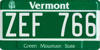 VT license plate ZEF766