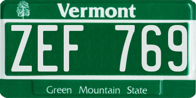 VT license plate ZEF769