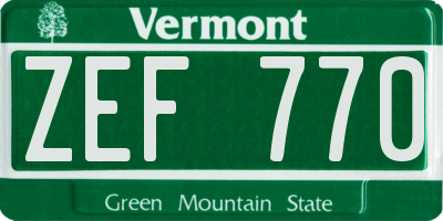 VT license plate ZEF770