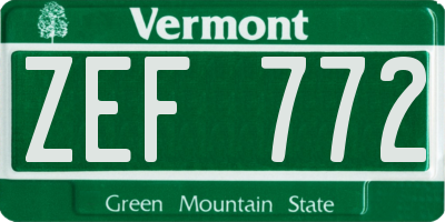 VT license plate ZEF772