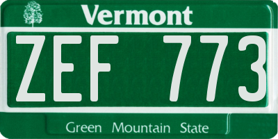 VT license plate ZEF773