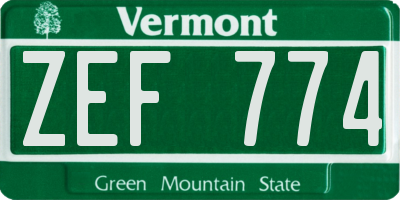 VT license plate ZEF774