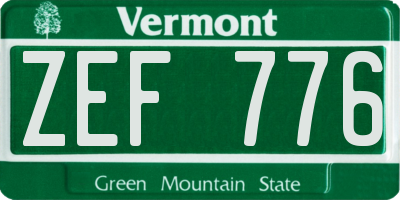 VT license plate ZEF776