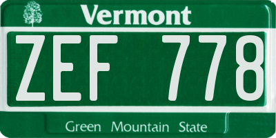 VT license plate ZEF778