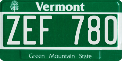 VT license plate ZEF780