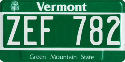 VT license plate ZEF782