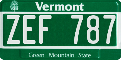 VT license plate ZEF787