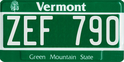 VT license plate ZEF790