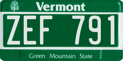 VT license plate ZEF791