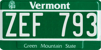 VT license plate ZEF793
