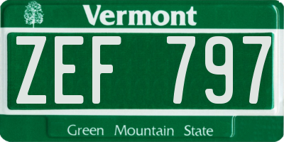 VT license plate ZEF797