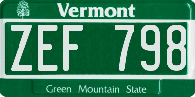 VT license plate ZEF798