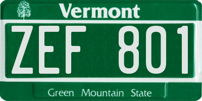 VT license plate ZEF801