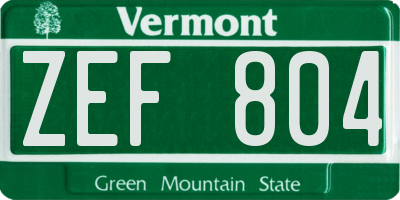 VT license plate ZEF804