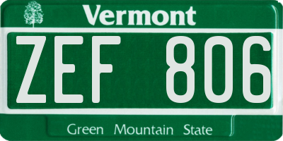 VT license plate ZEF806