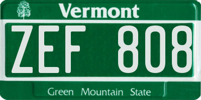 VT license plate ZEF808
