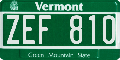 VT license plate ZEF810