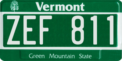 VT license plate ZEF811