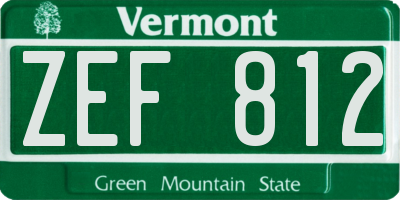 VT license plate ZEF812