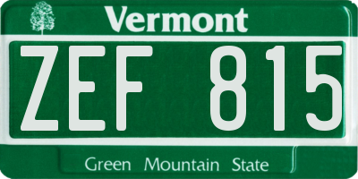 VT license plate ZEF815
