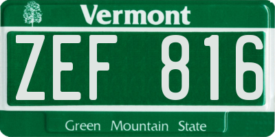 VT license plate ZEF816