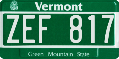 VT license plate ZEF817