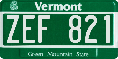 VT license plate ZEF821