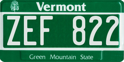 VT license plate ZEF822