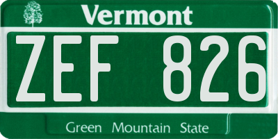 VT license plate ZEF826