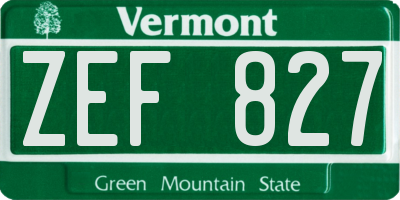 VT license plate ZEF827