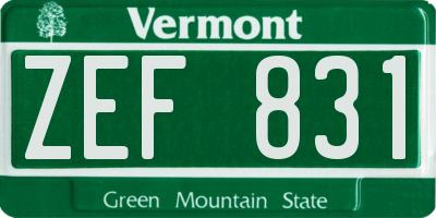 VT license plate ZEF831