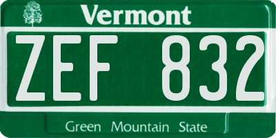 VT license plate ZEF832